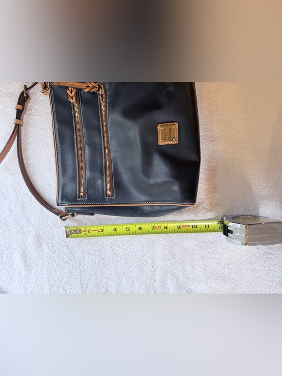 Dooney & Bourke Deep Navy Blue Crossbody with Brown Trim and Gold Hardware